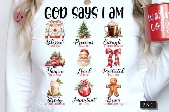 God Says I Am Christmas PNG T-Shirt Designs