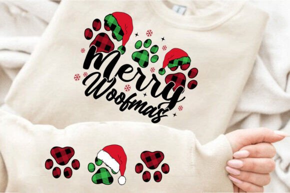 Merry Woofmas Checkered Pattern Design T-Shirt Designs