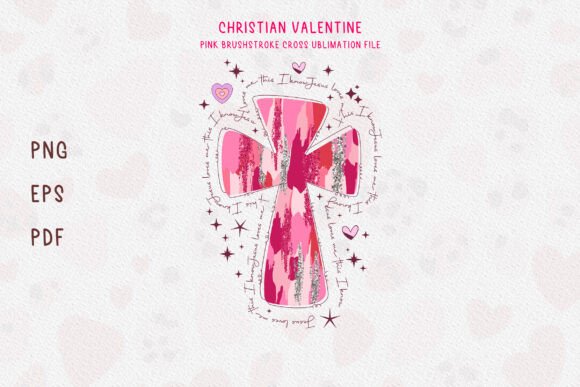 Pink Brushstroke Cross Valentine PNG